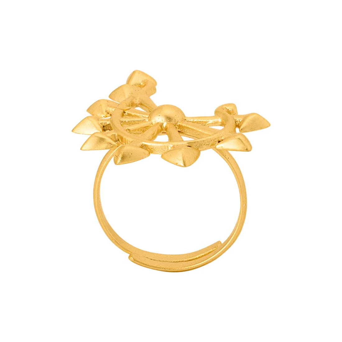 Brass Ring with traditional motif from Futuristic Spikes Collection - Image 5