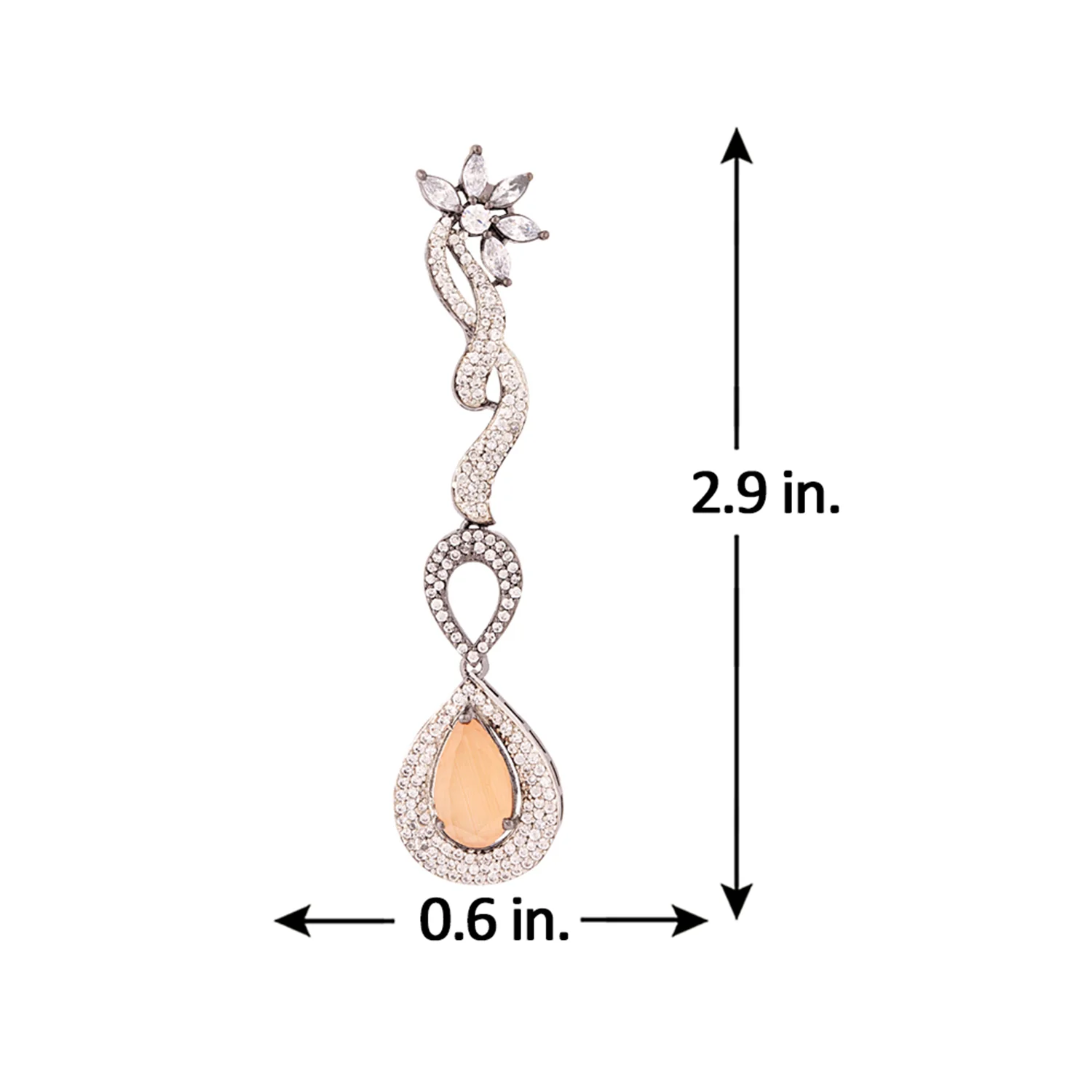 Brass Zircon Gems Adorned Earrings - Image 5