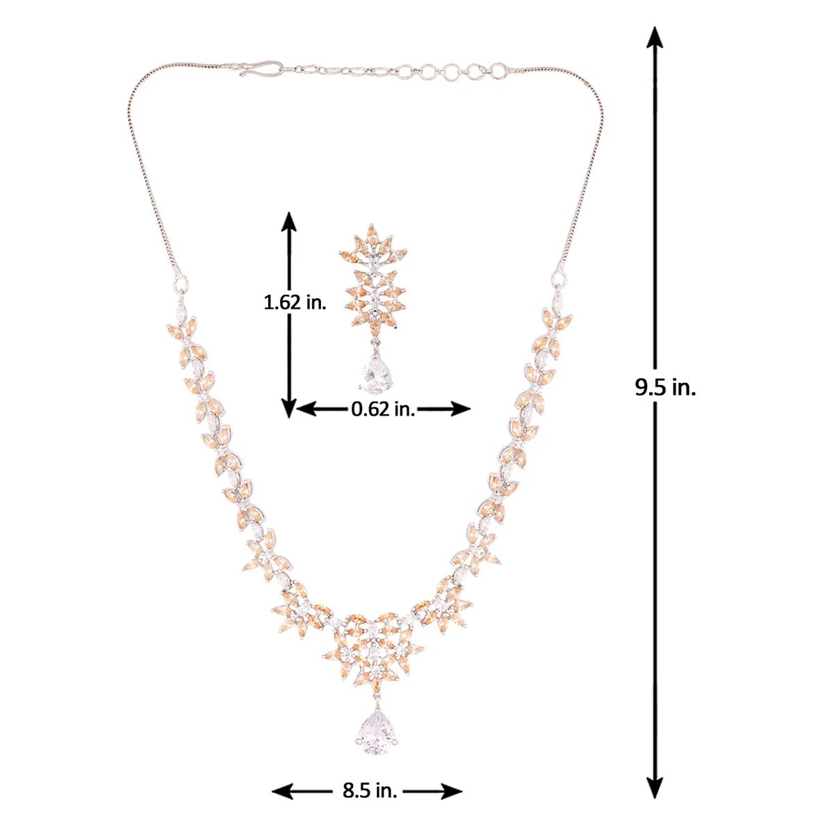 Brass Zircon Gemstones Adorned Necklace Set - Image 6