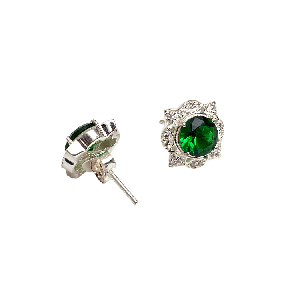 Emerald 4 Star 925 Sterling Silver Pendant Set - Image 6