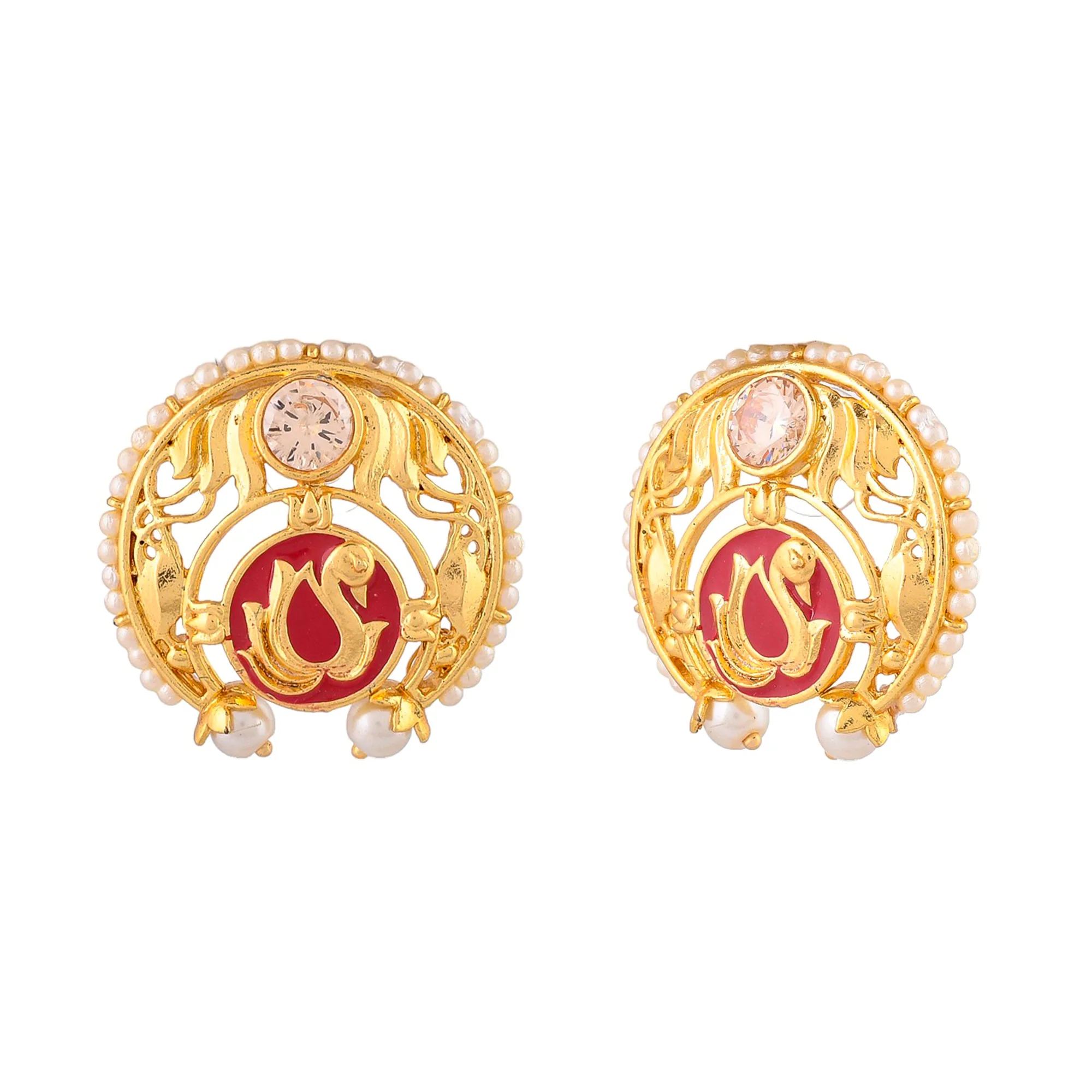 Brilliant Round-Defined Gold-Plated Oxidised Earring - Image 3
