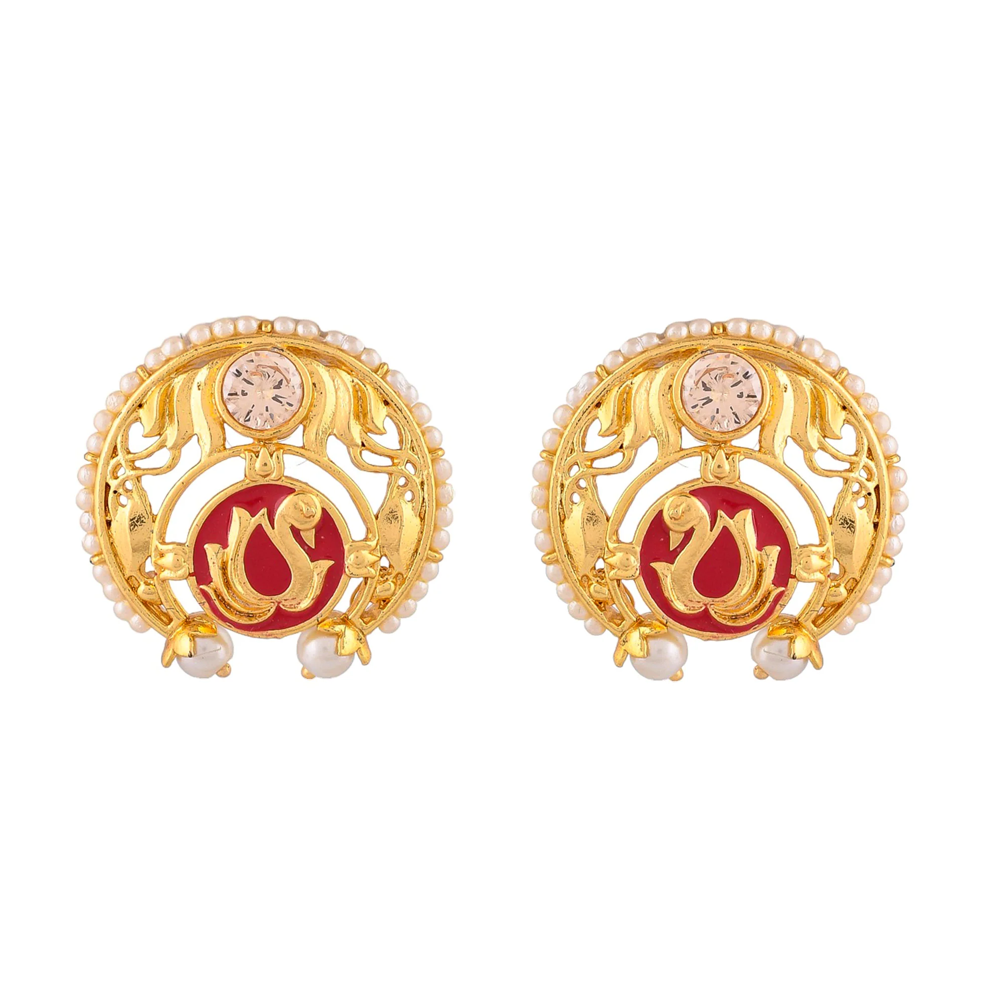 Brilliant Round-Defined Gold-Plated Oxidised Earring - Image 4