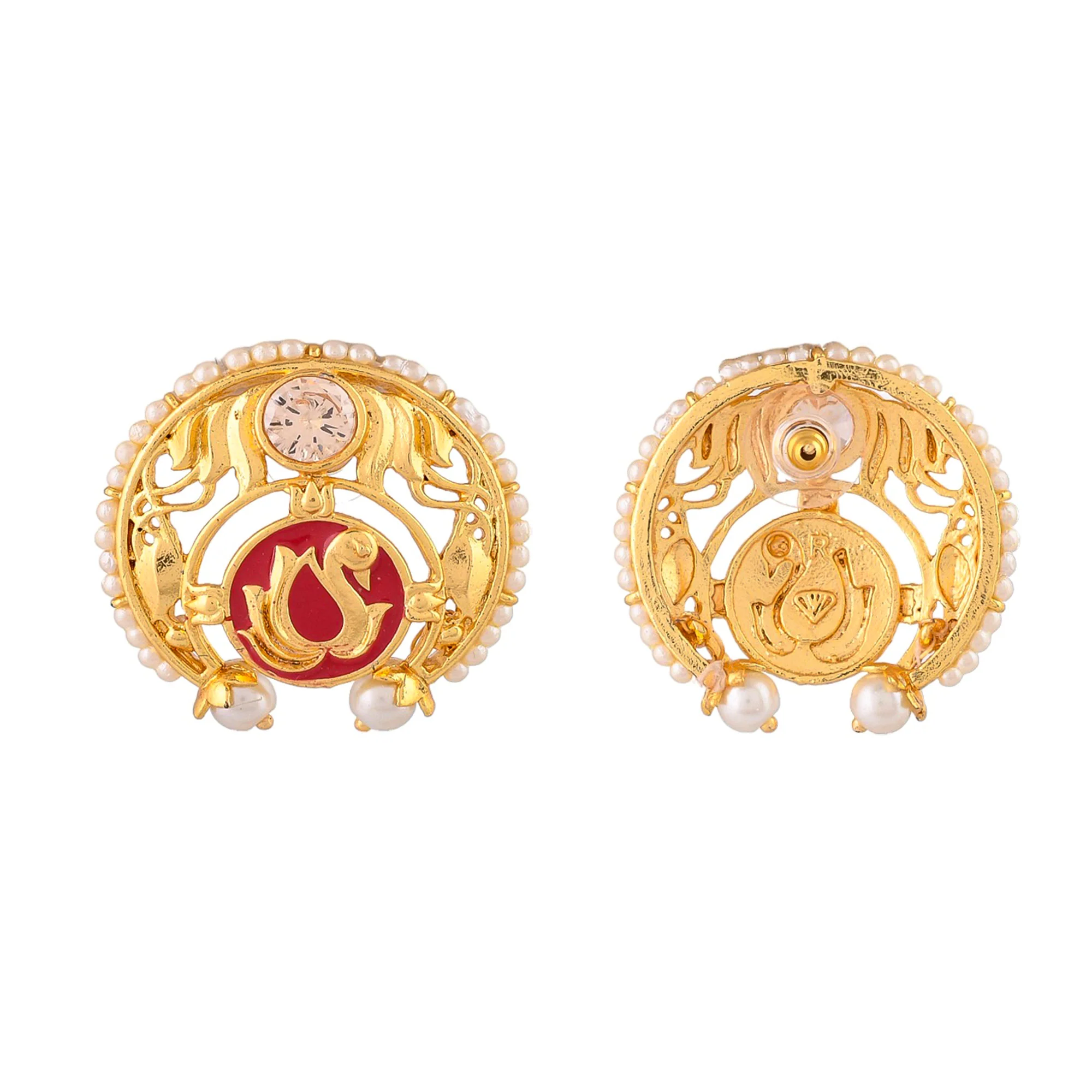 Brilliant Round-Defined Gold-Plated Oxidised Earring - Image 5