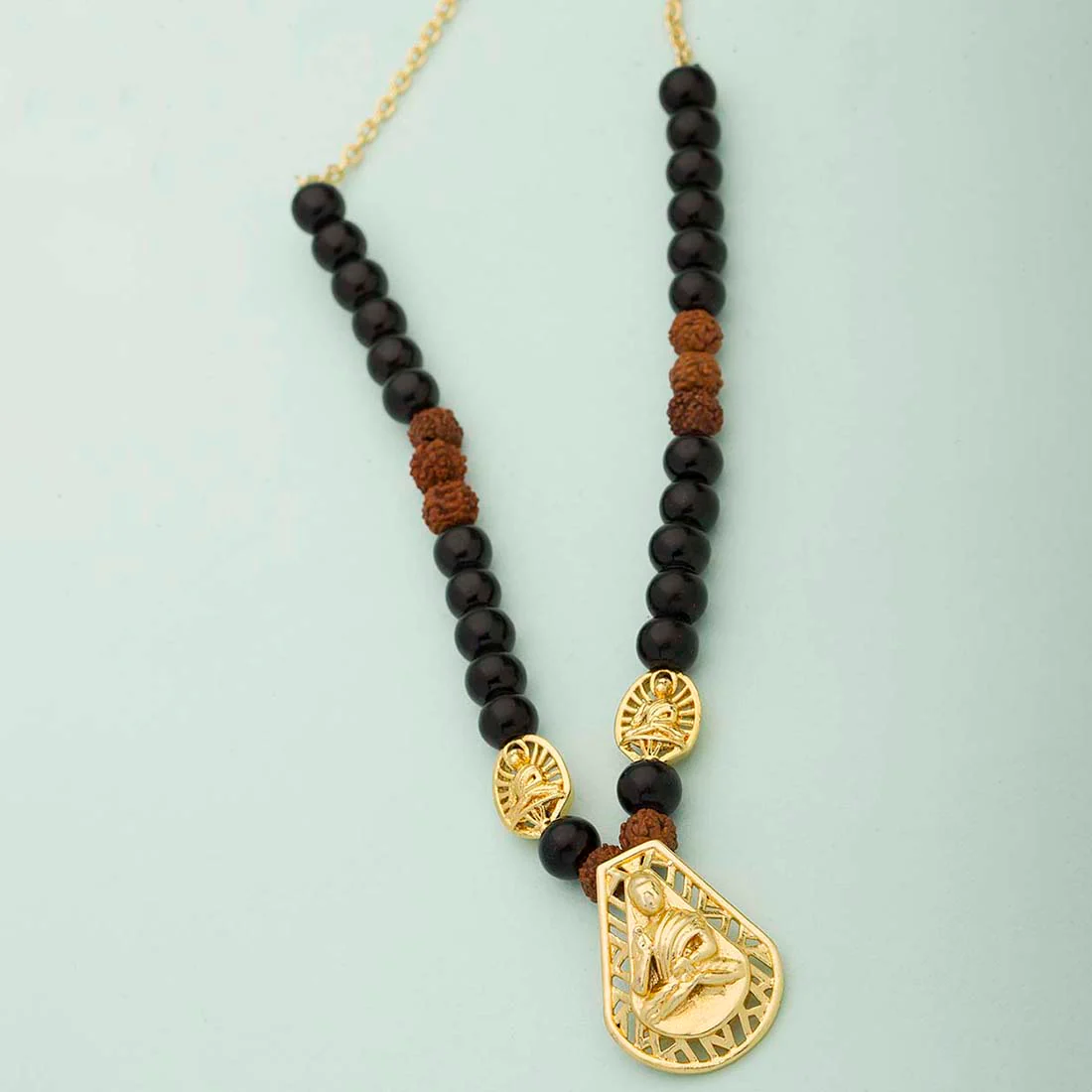 Buddha Designer Pendant With Rudraksha Beaded Chain