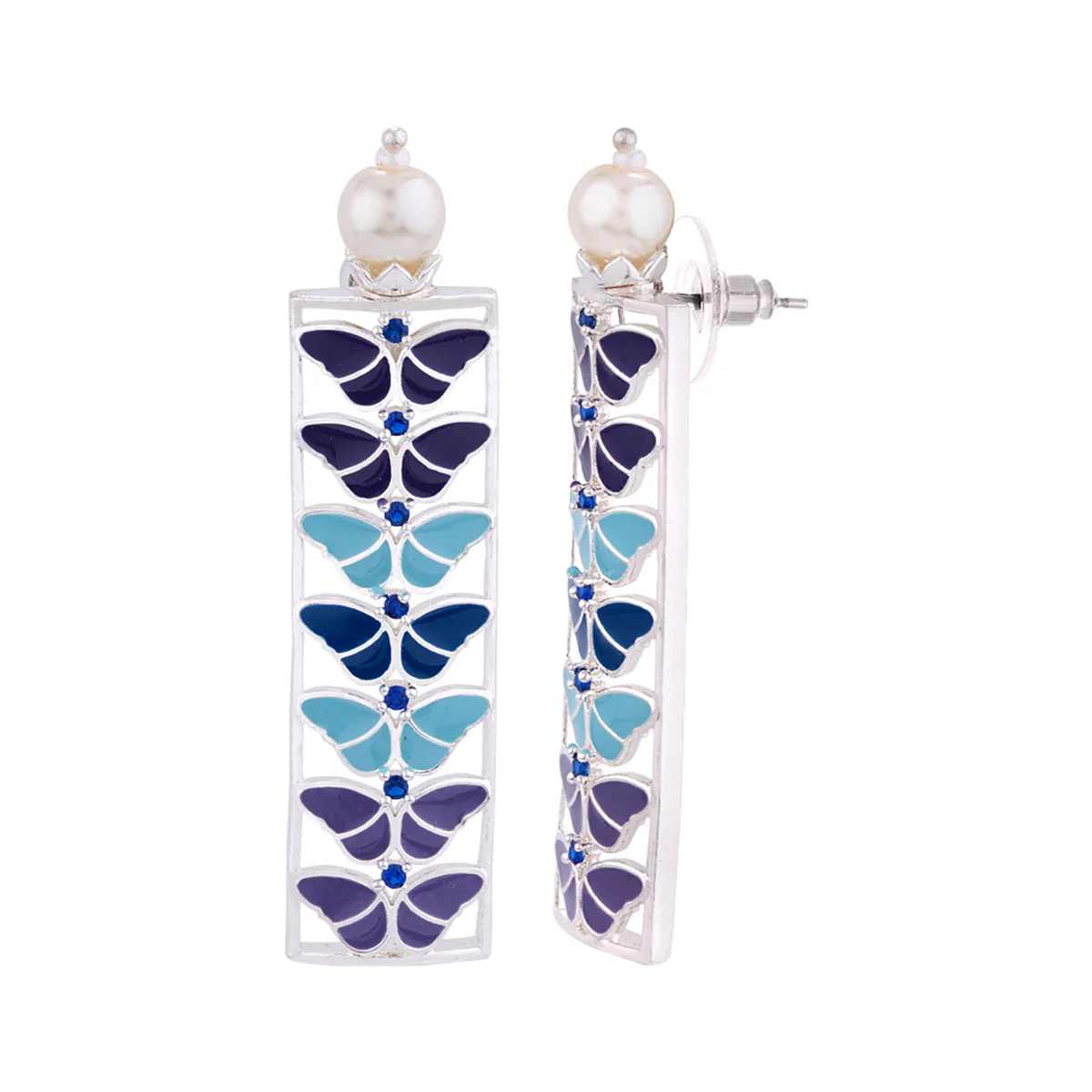 Butterfly Blue Dangler Earrings - Image 4