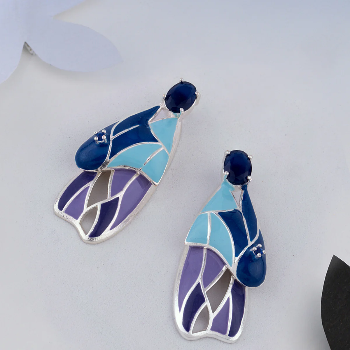 Butterfly Blue Enameled Earrings
