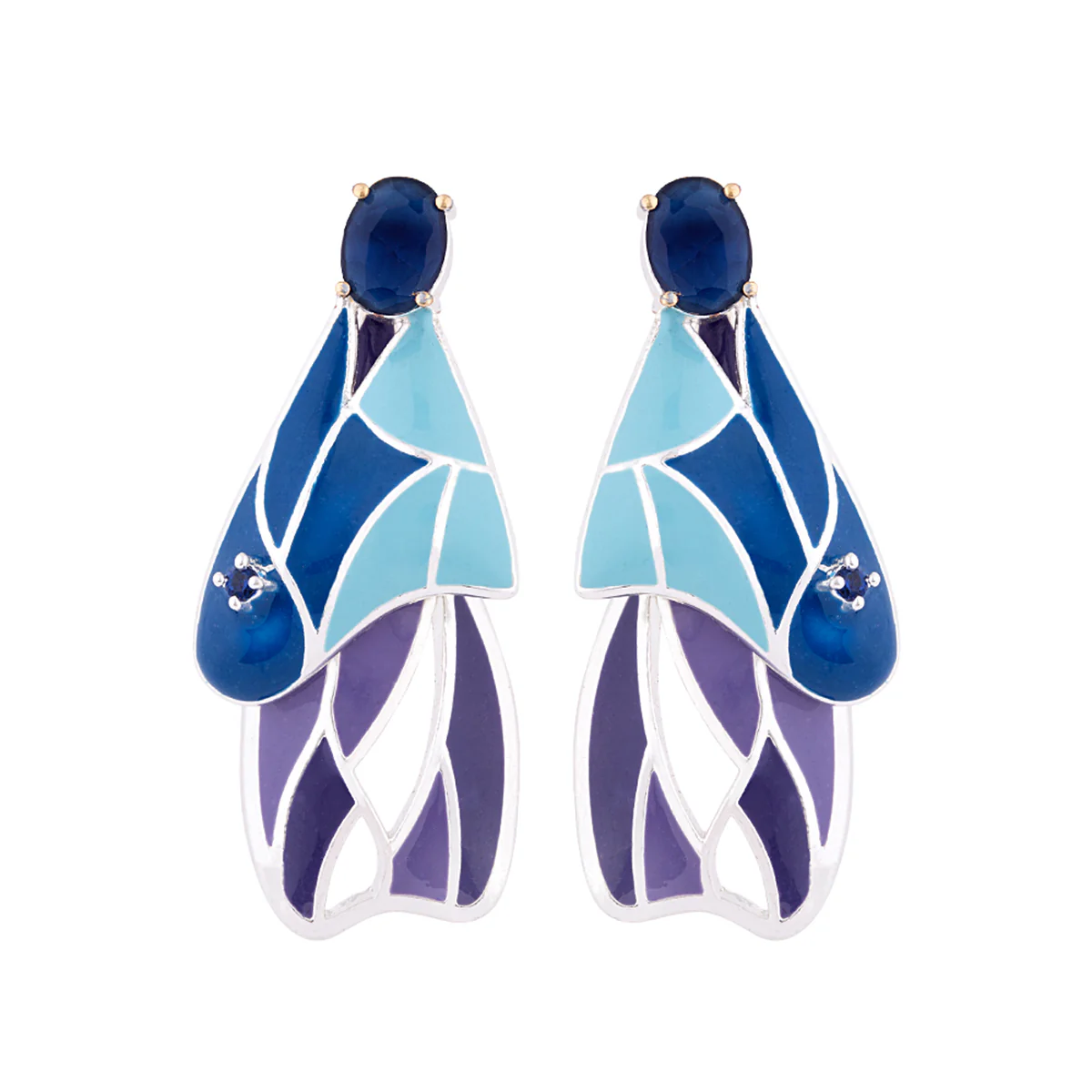Butterfly Blue Enameled Earrings - Image 3