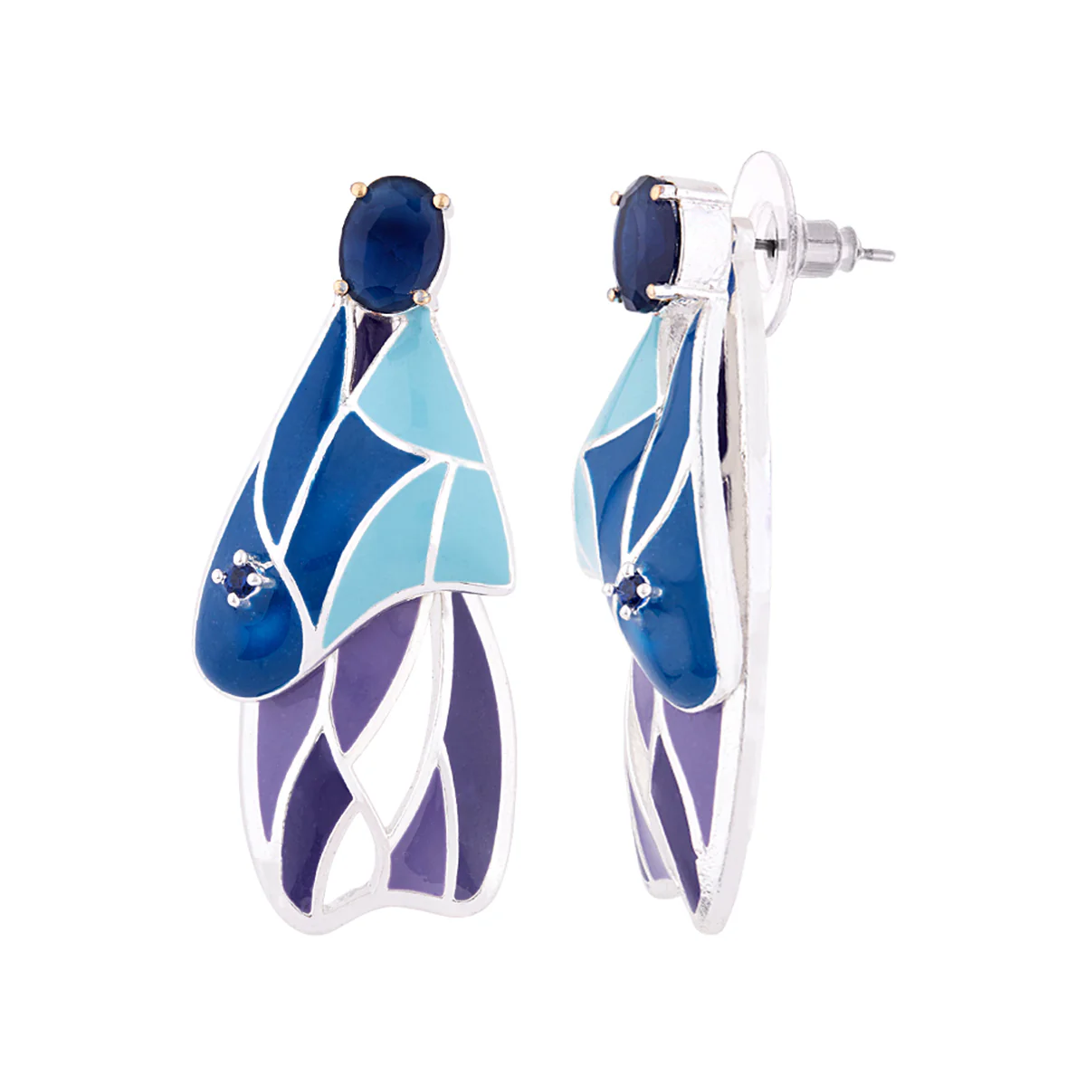 Butterfly Blue Enameled Earrings - Image 4
