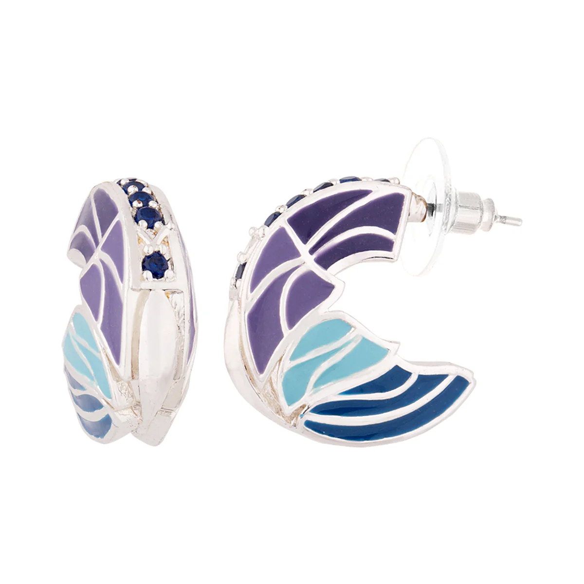 Butterfly Blue Enameled Earrings - Image 4