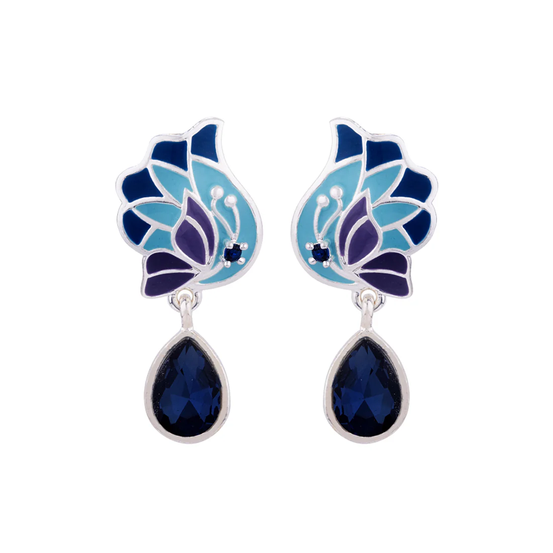 Butterfly Dew Drop Blue Earrings