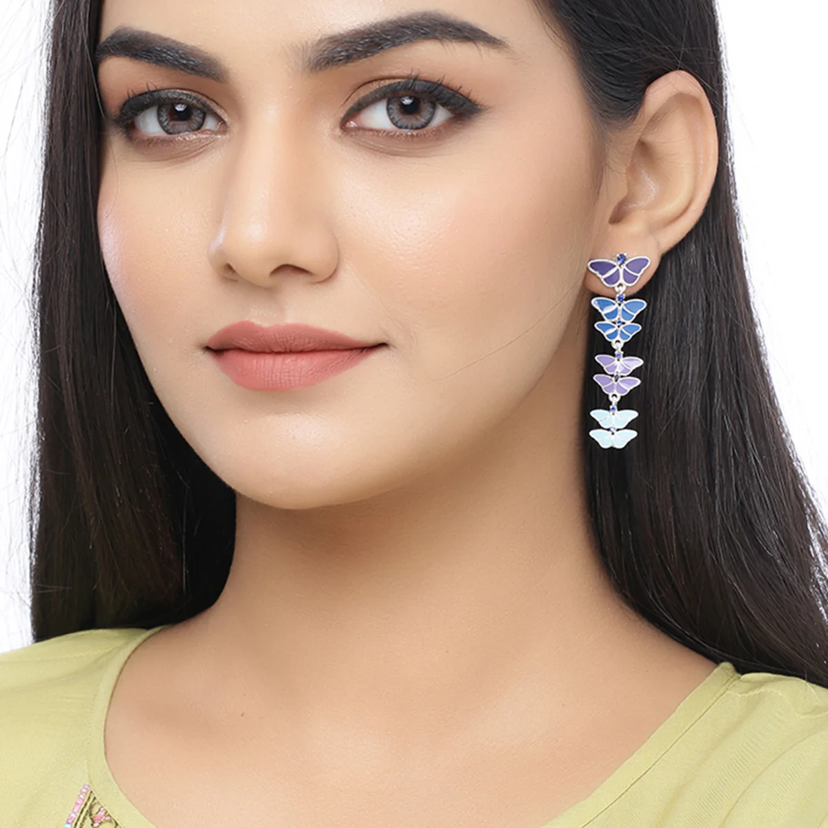 Butterfly Garden Blue Dangler Earrings - Image 2