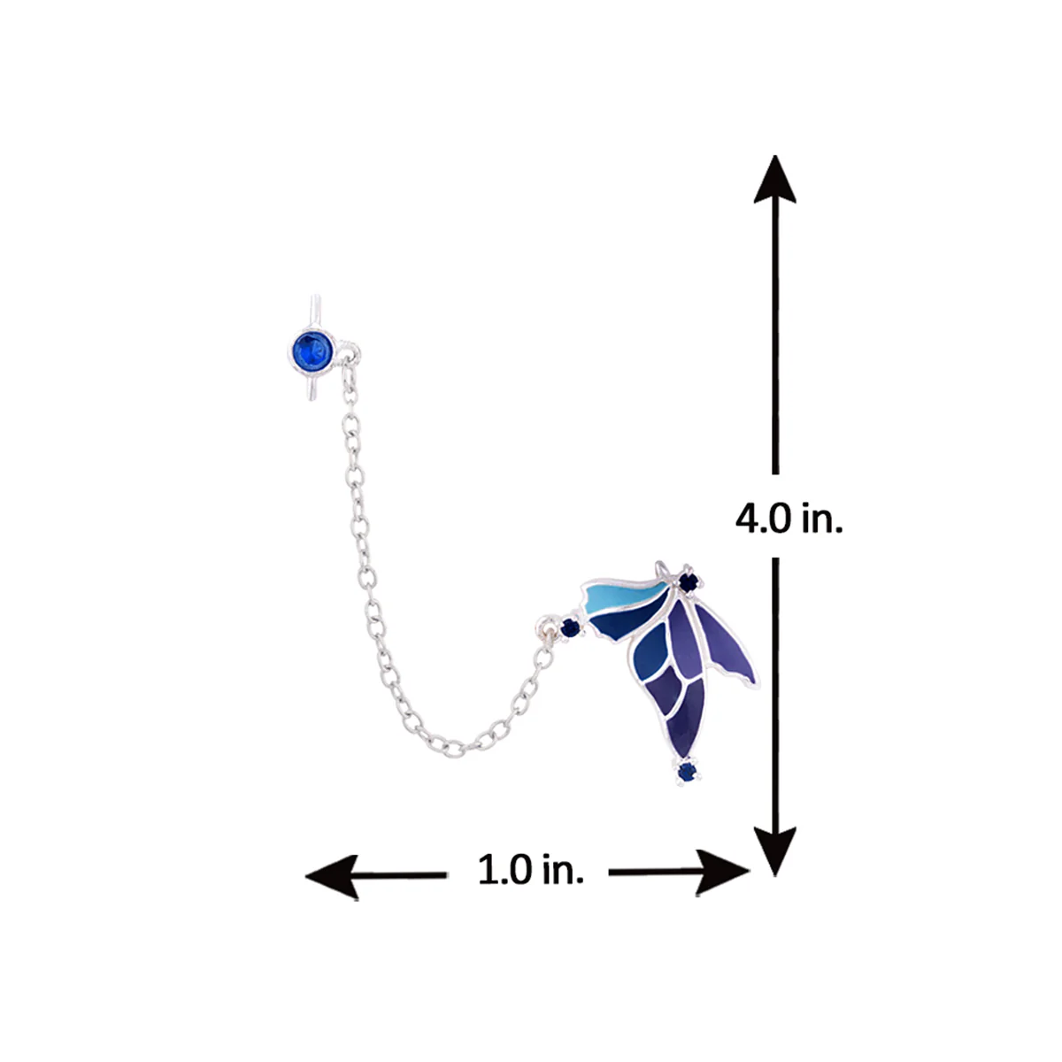 Butterfly Kiss Drop Chain Blue Earrings - Image 5