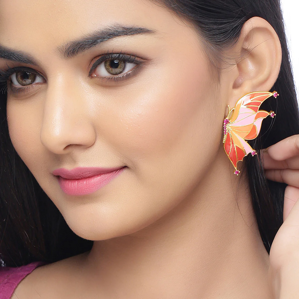 Butterfly Winged Enamel Earrings - Image 2