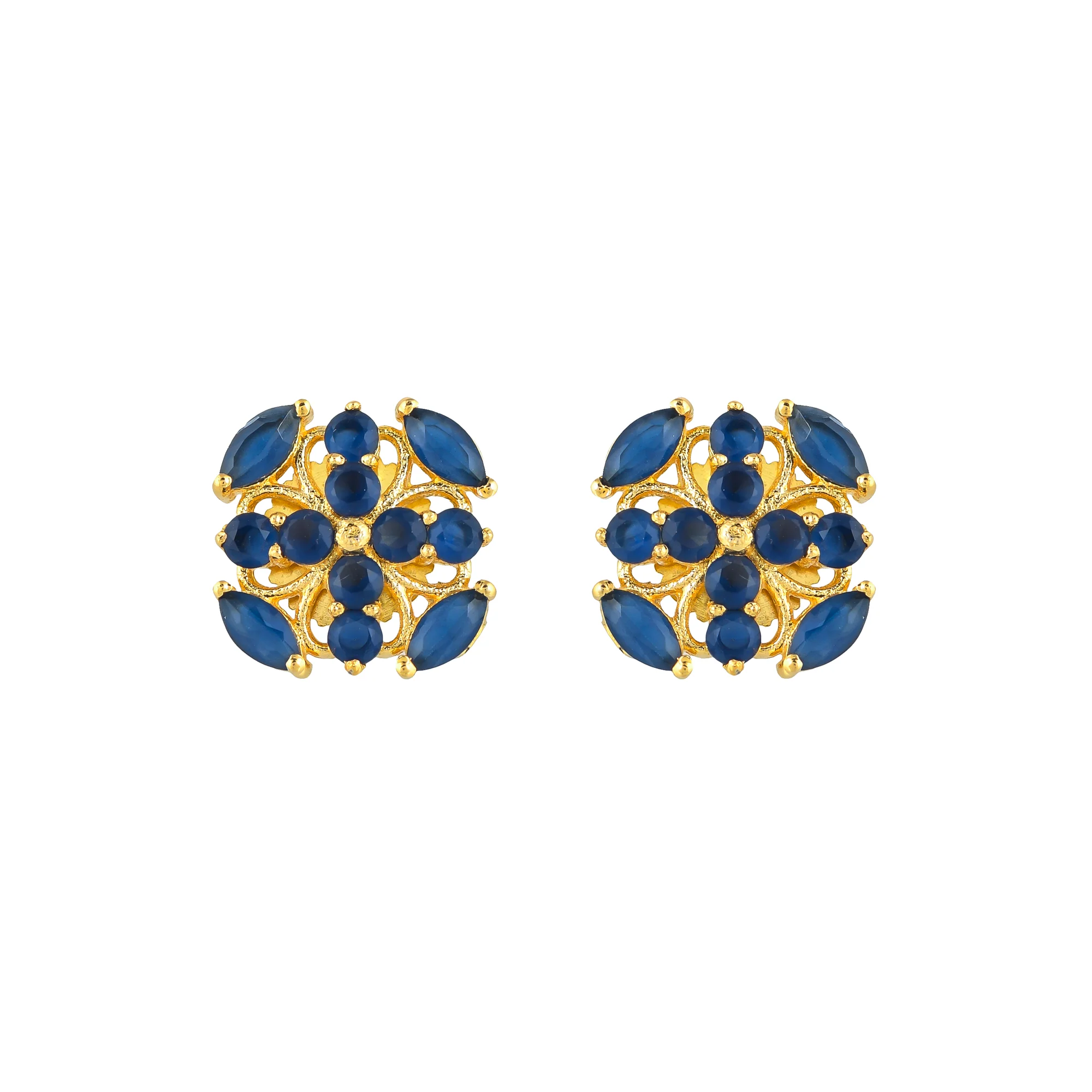 Casual Blue CZ Gems Stud Style Earrings - Image 3