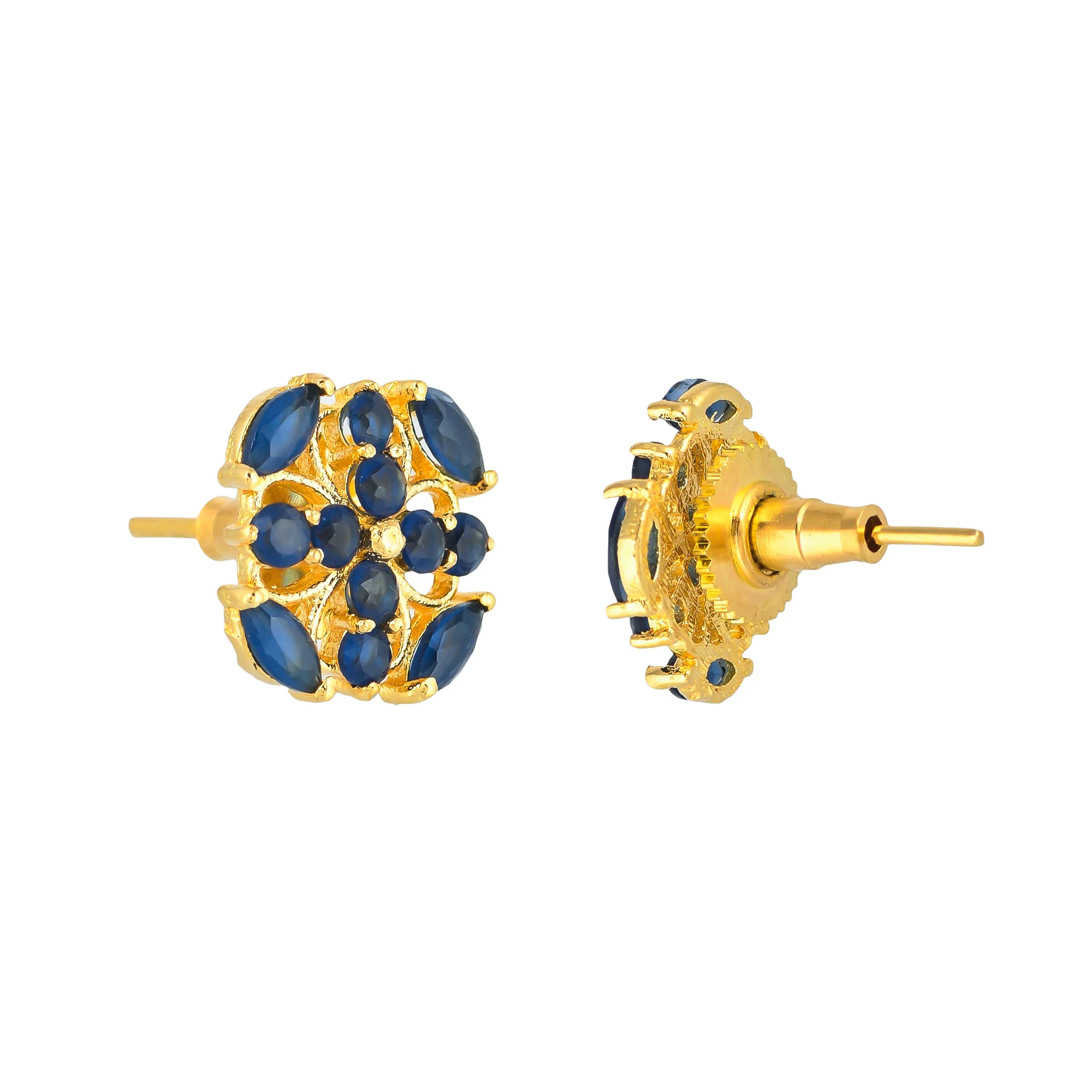 Casual Blue CZ Gems Stud Style Earrings - Image 5