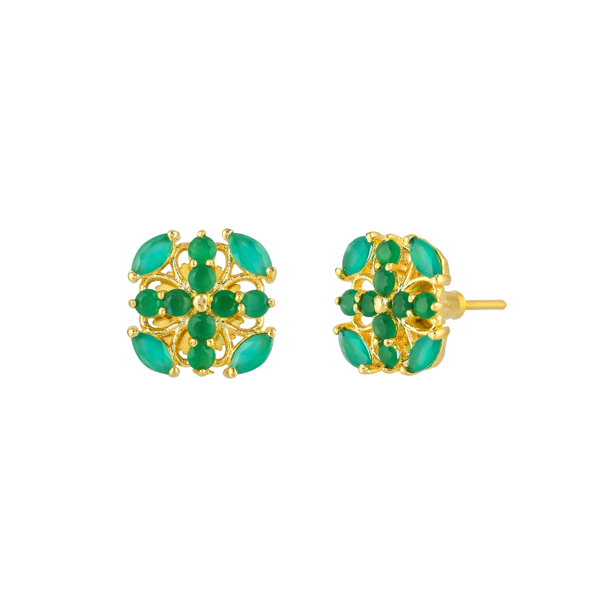 Casual Green Zirconia Gemstones Stud Earrings - Image 4