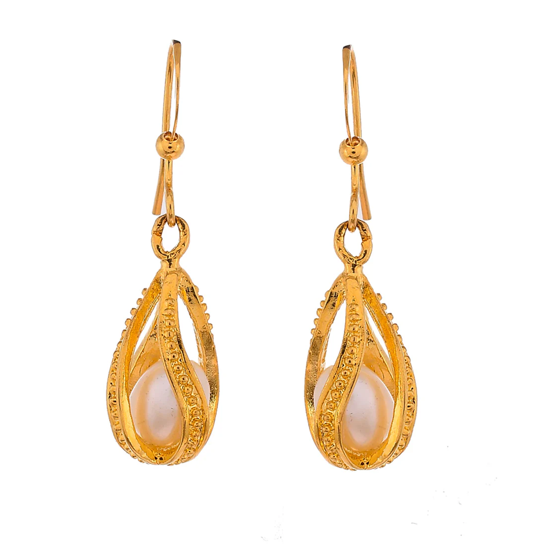 Casual Yellow Gold Plated Textured Brass Pendant Set - Image 4