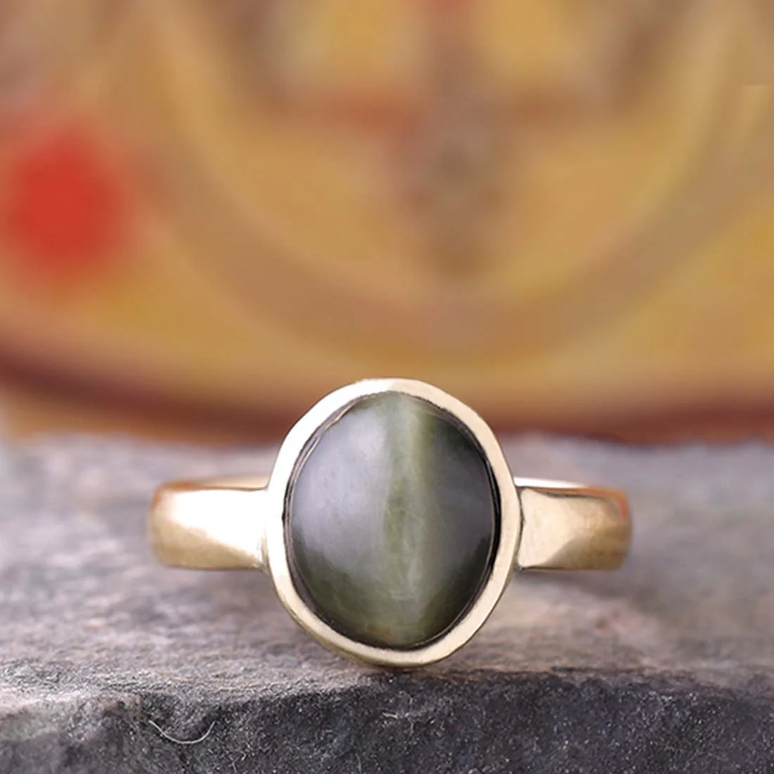 Cat's Eye (Lehsunia) 7.25 Ratti Ashtadhatu Rashi Ratna Ring with original Lab Test Certificate