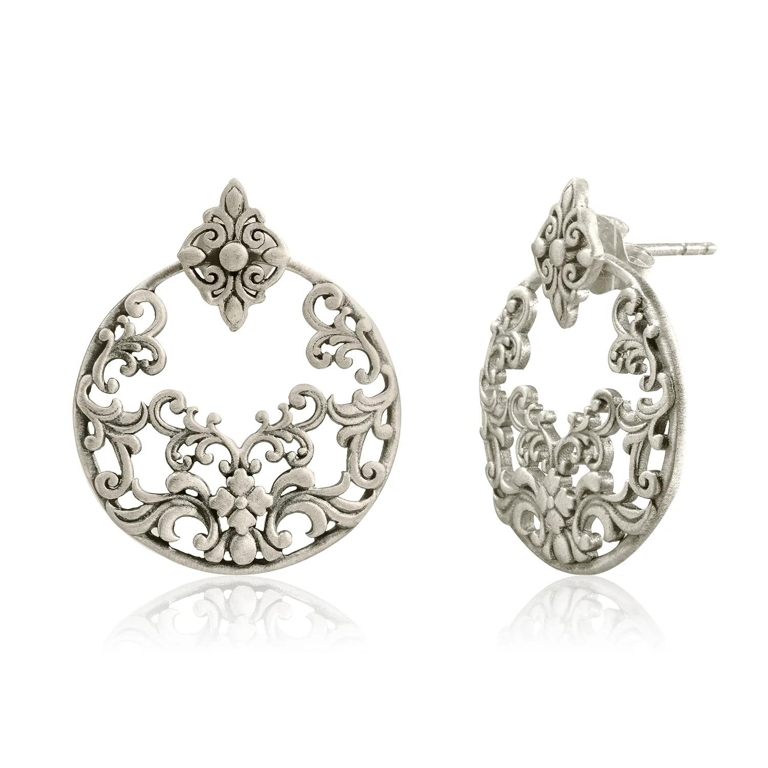 Cave Chronicles 925 Sterling Silver Bloom Etching Earrings - Image 3