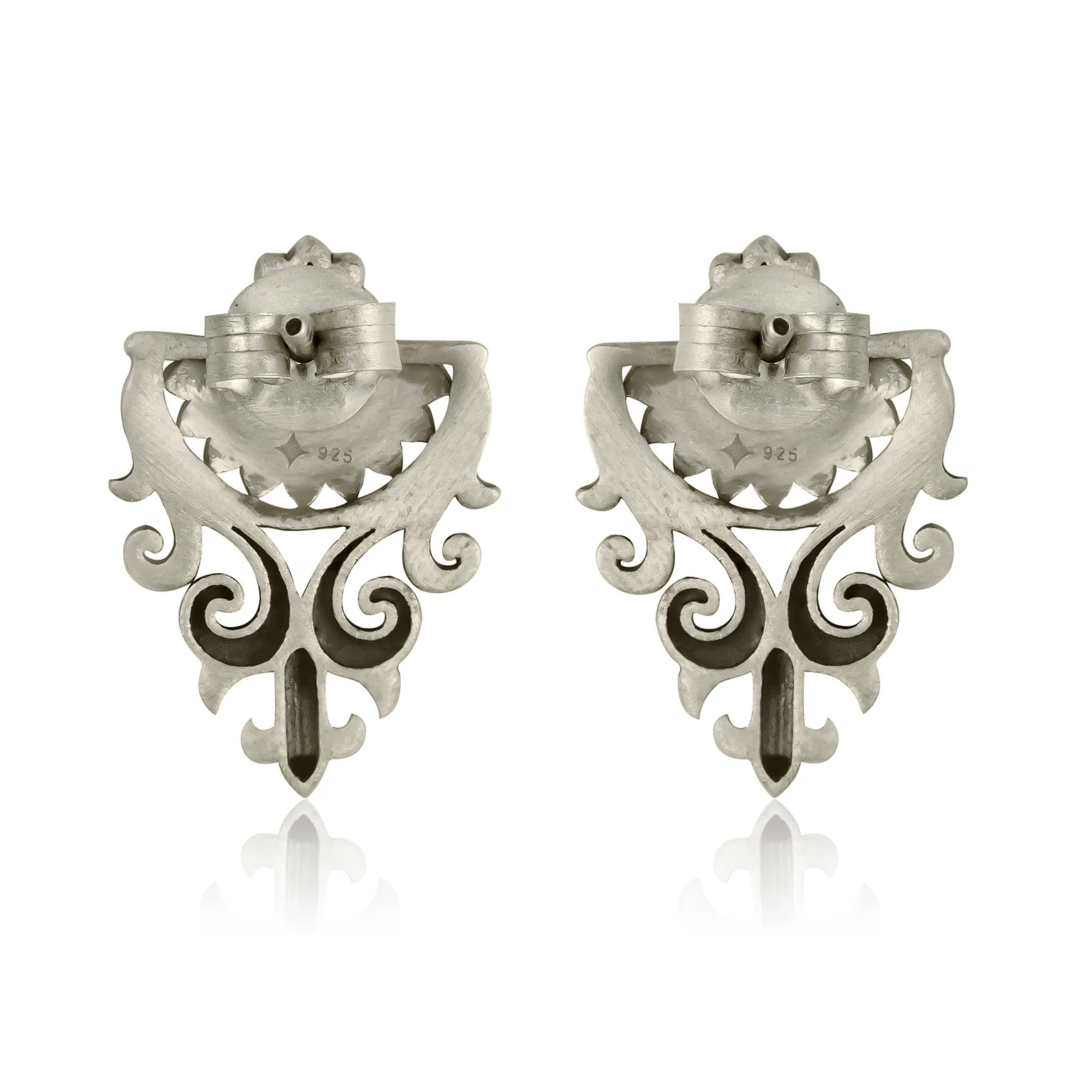 Cave Chronicles 925 Sterling Silver Floral Arch Stud Earrings - Image 5