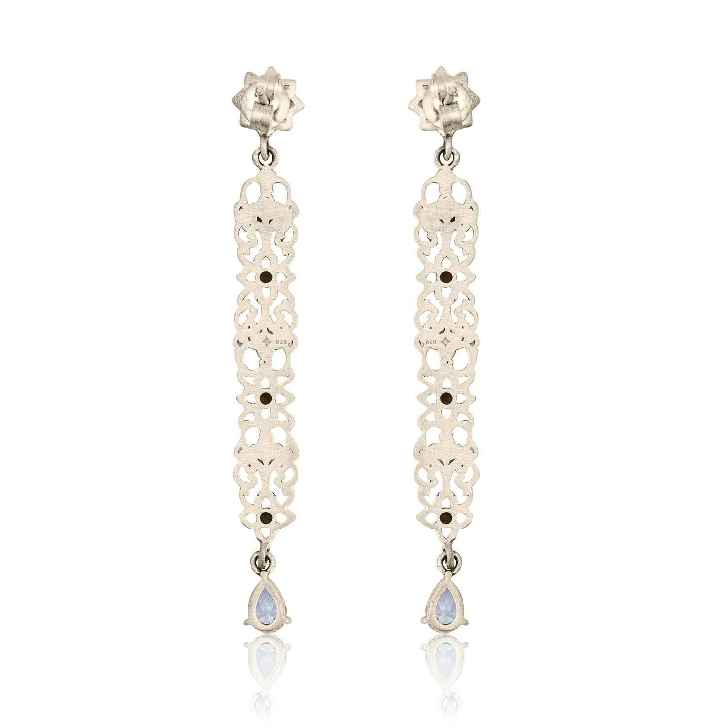 Cave Chronicles 925 Sterling Silver Floral Embellish Dangle Earrings - Image 5