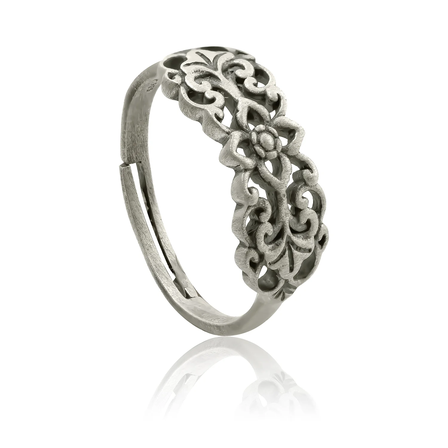 Cave Chronicles 925 Sterling Silver Floral Embellish Dangle Ring - Image 4