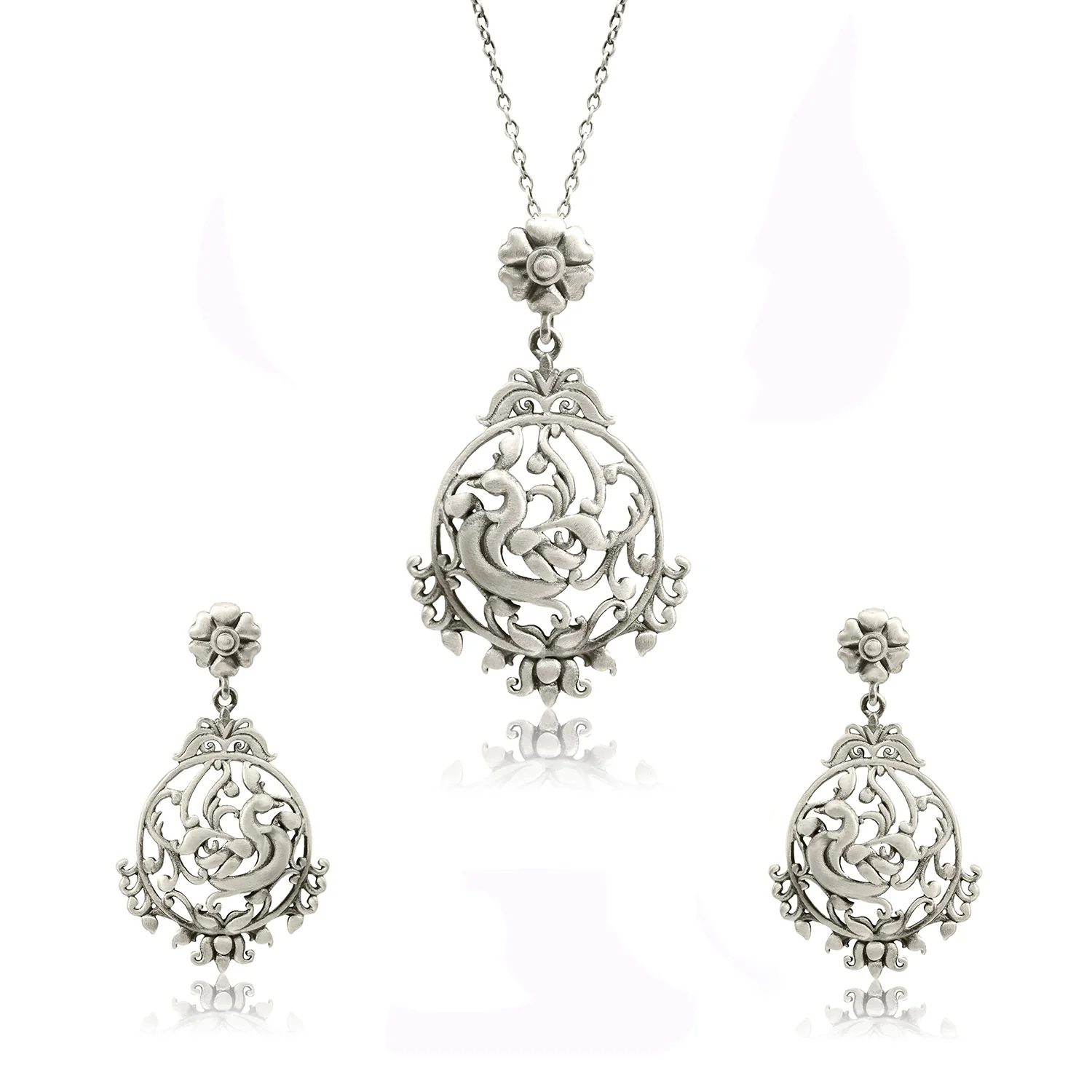 Cave Chronicles 925 Sterling Silver Peacock Reverie Pendant Set - Image 4