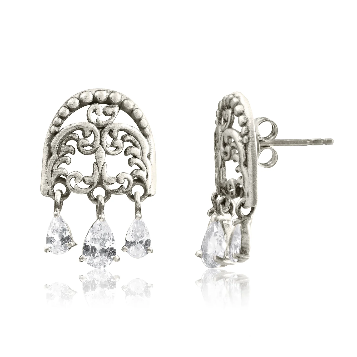 Cave Chronicles 925 Sterling Silver Petal Fresco Stud Earrings - Image 3