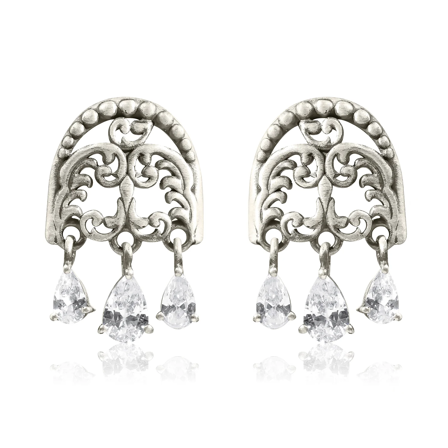 Cave Chronicles 925 Sterling Silver Petal Fresco Stud Earrings - Image 4