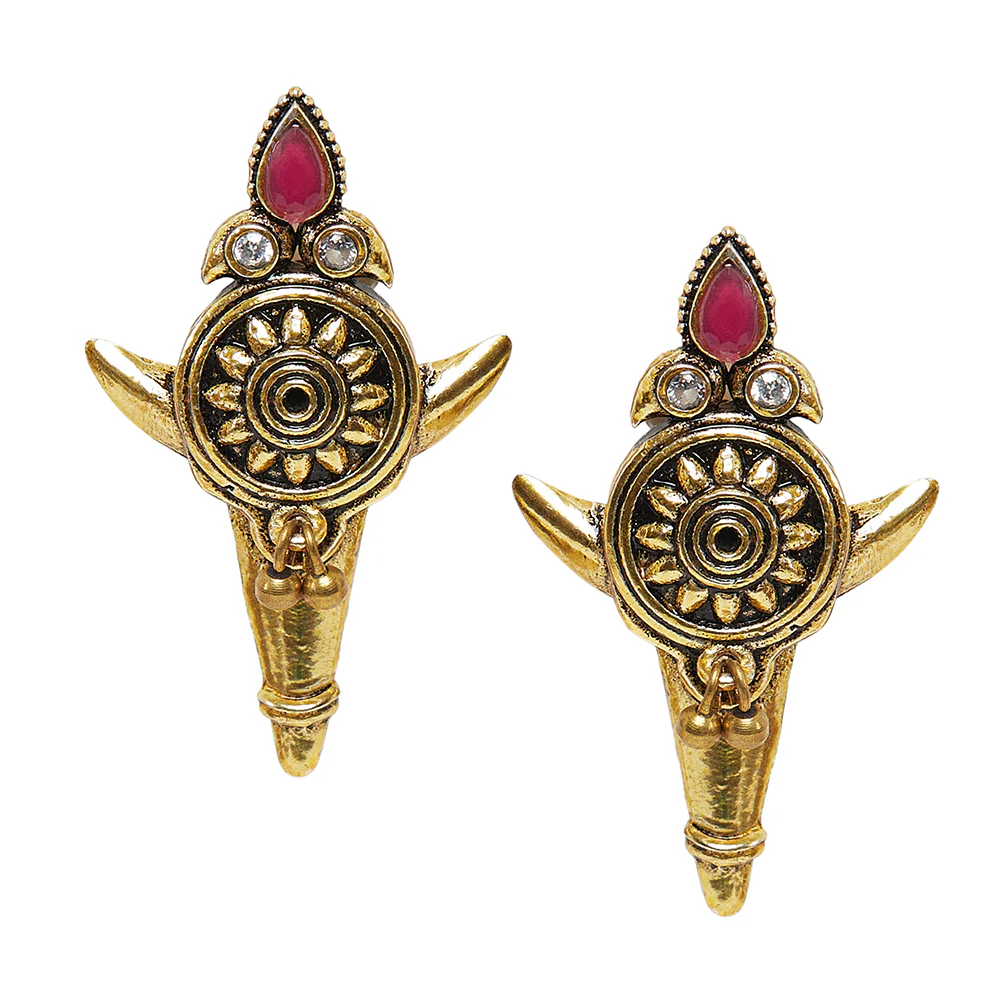 Chamba Bohemian Inspired Gold Plated Brass Earrings - Image 3