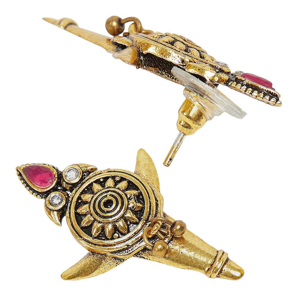 Chamba Bohemian Inspired Gold Plated Brass Earrings - Image 4