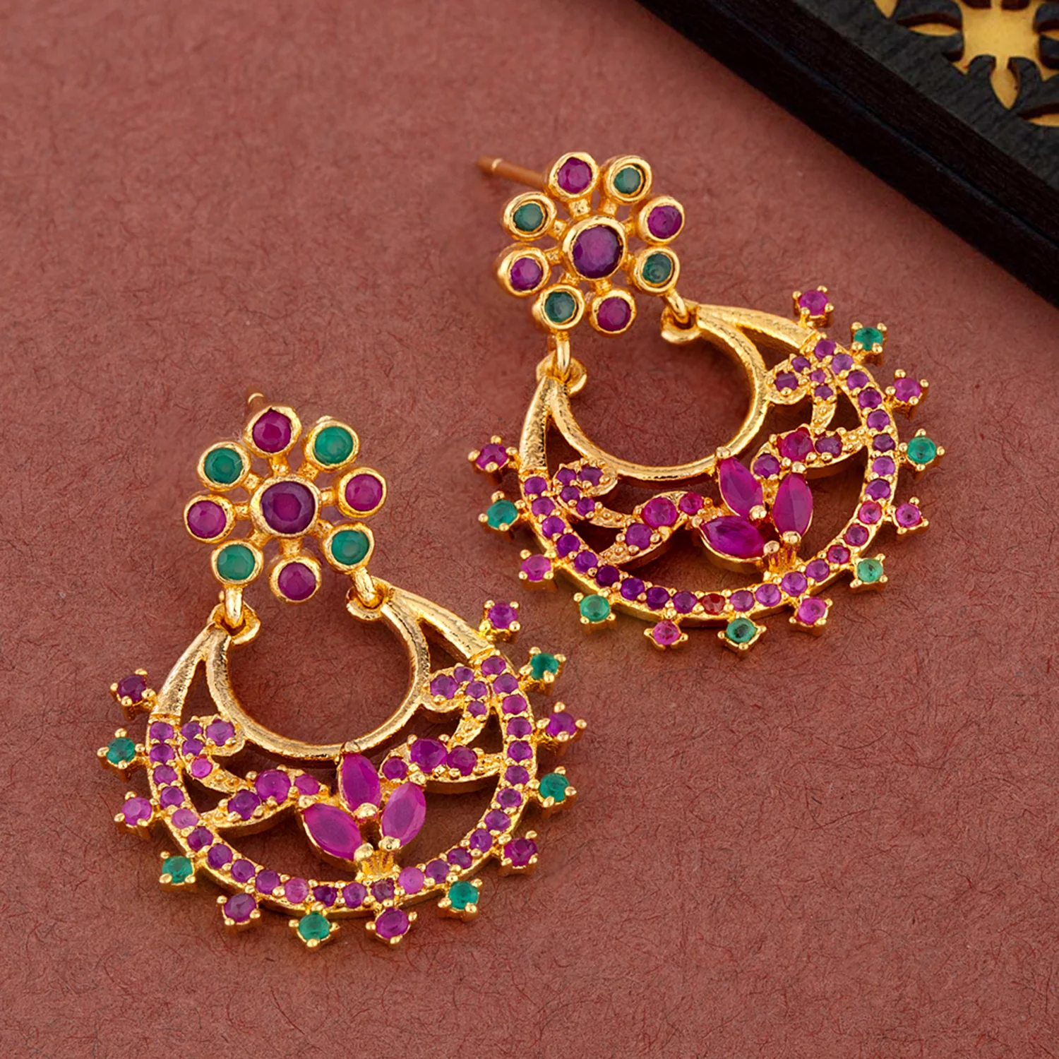Chandbali CZ Gems Adorned Earrings