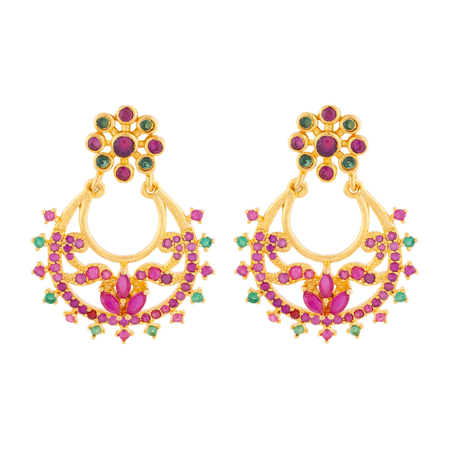 Chandbali CZ Gems Adorned Earrings - Image 3