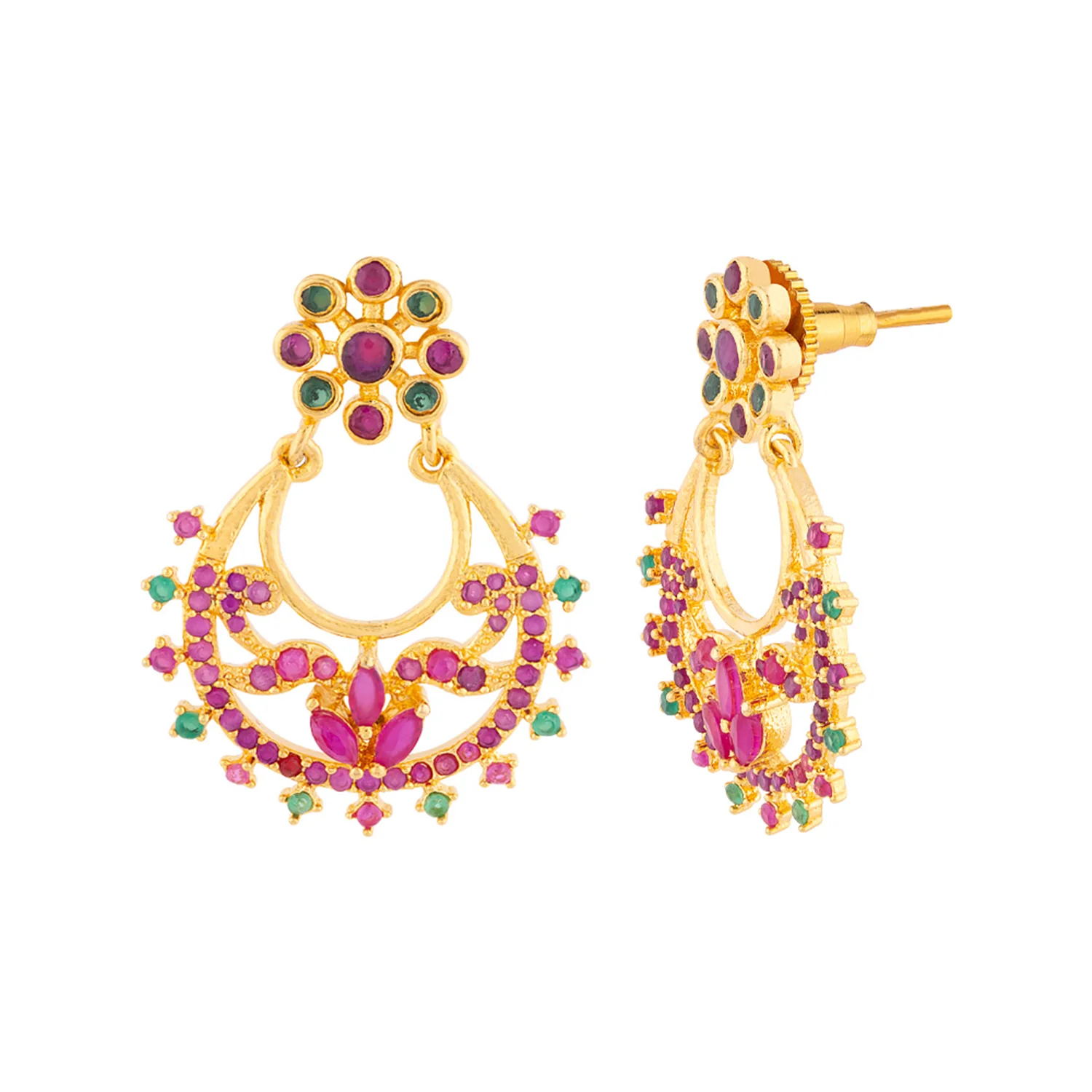 Chandbali CZ Gems Adorned Earrings - Image 4