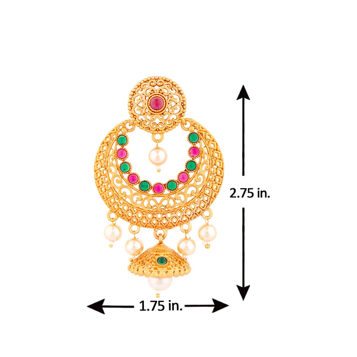 Chandbali Gold Toned Drop Earrings - Image 5