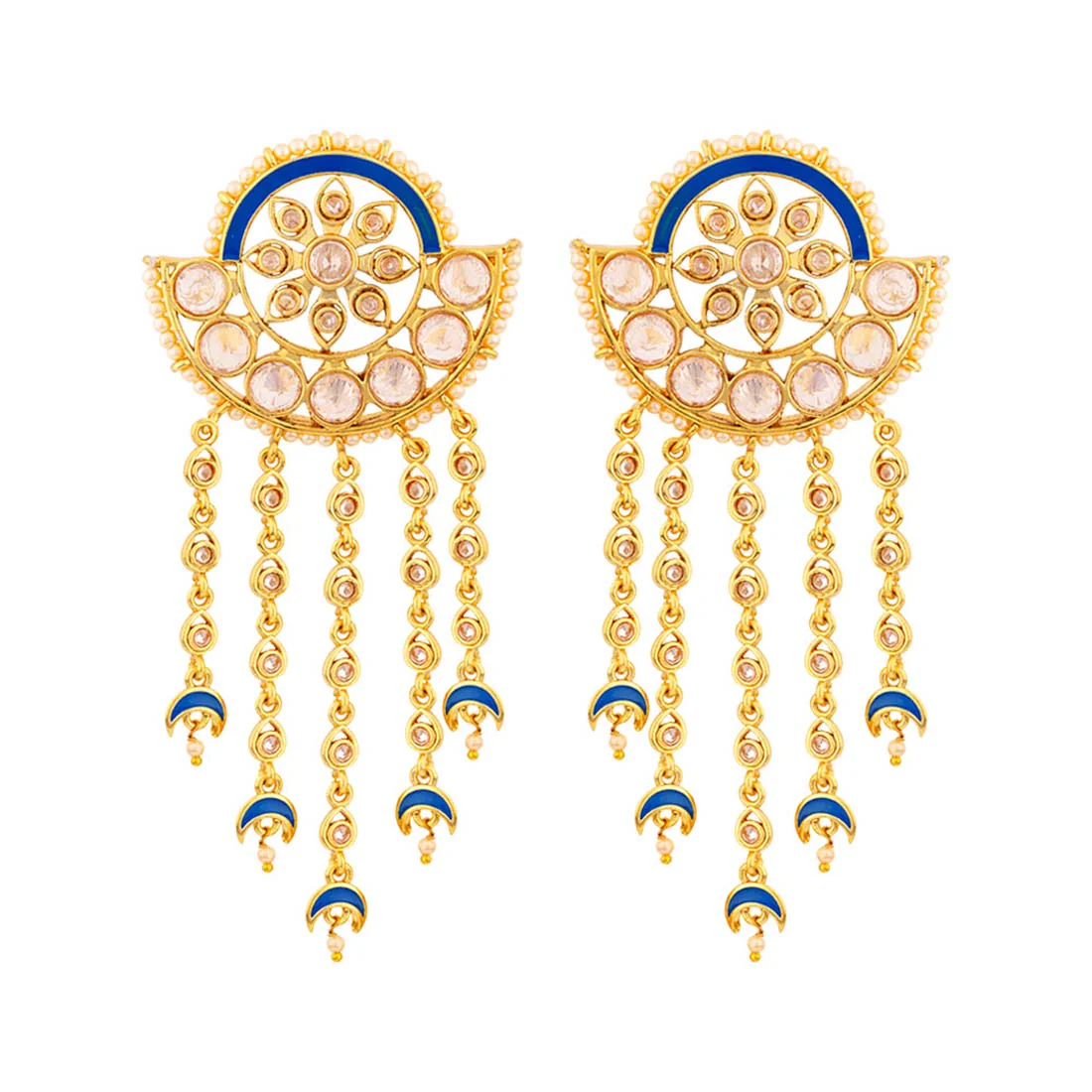 Chandrima Asymmetrical Tassels Earrings - Image 3
