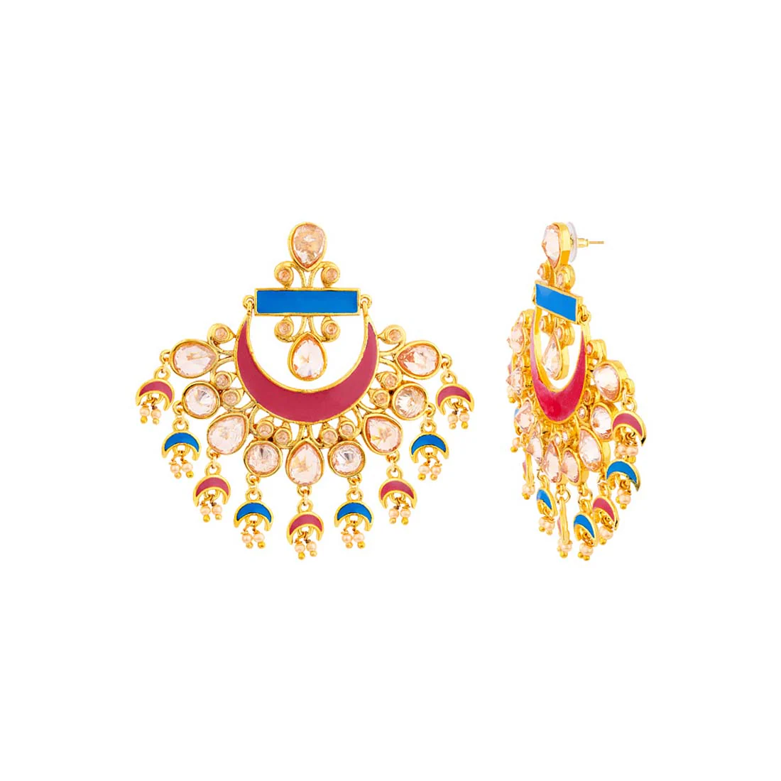 Chandrima CZ Gems Embellished Hoop Earrings - Image 4