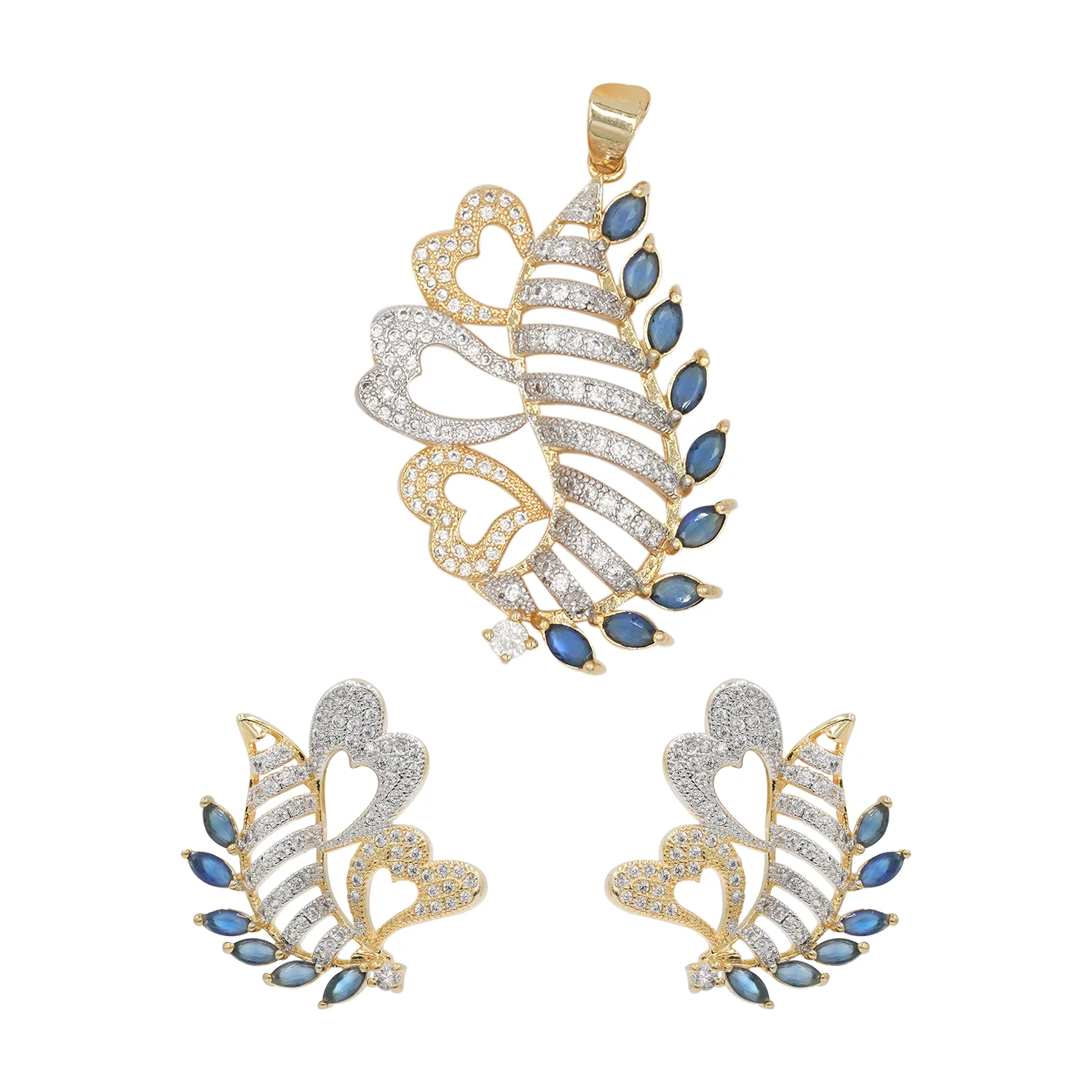 Charming Blue CZ Pendant Set - Image 3