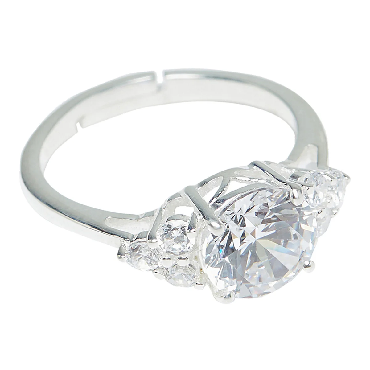 Solitaire Round 925 Sterling Silver Ring with CZ Stones - Image 5