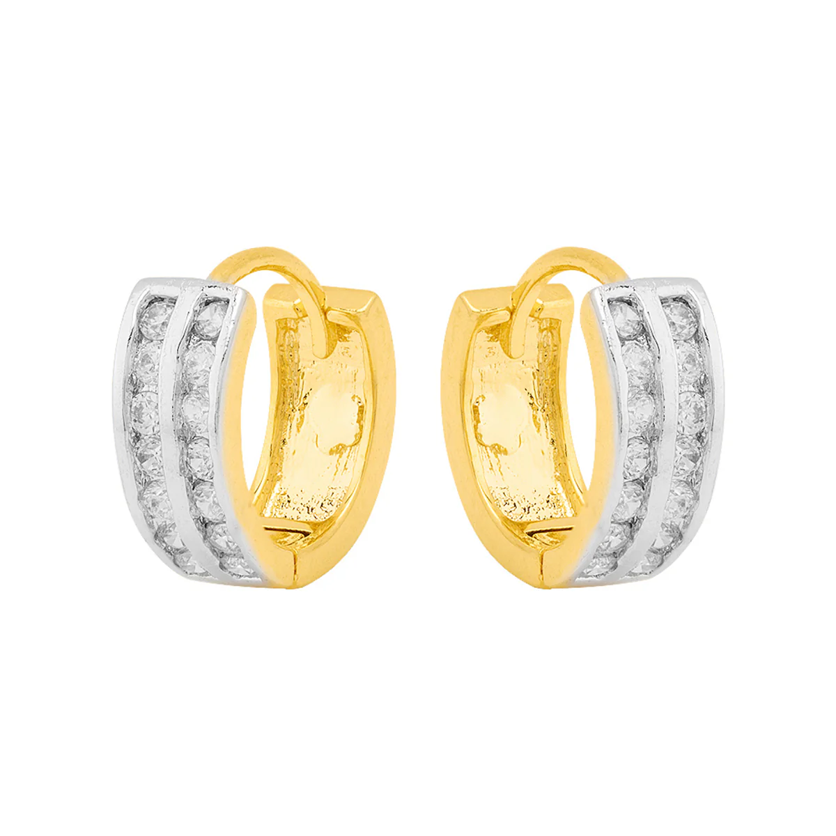 Charming Two Rows CZ Studded Hoop Earrings - Image 3