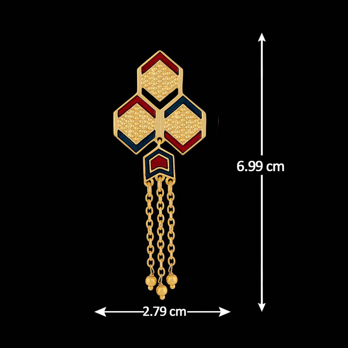 Chevron Gold Plated Tassels Earrings - Image 5