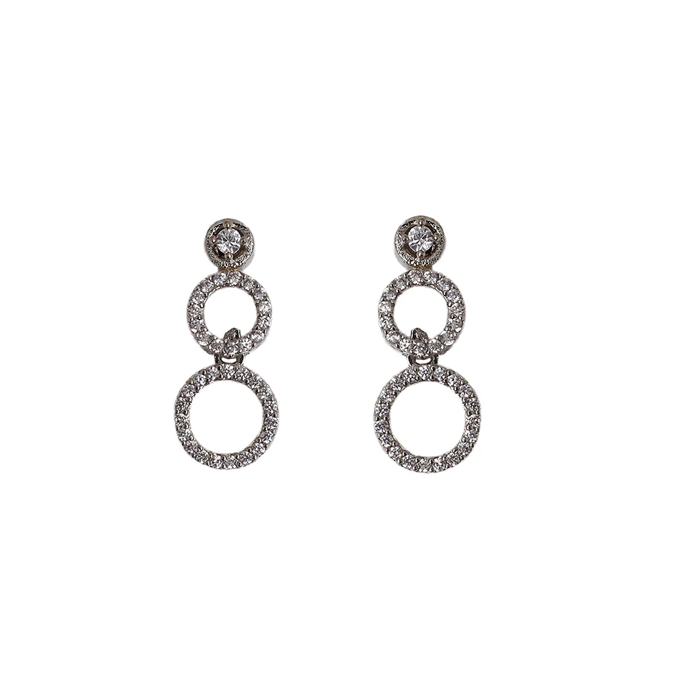 Circles Silver Plated Brass CZ Embellished Jewellery Set - Image 5