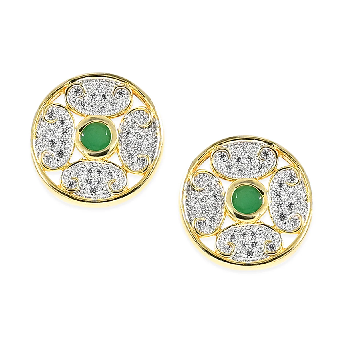 Circular CZ Pendant Set- Green - Image 4