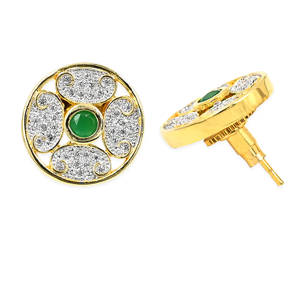 Circular CZ Pendant Set- Green - Image 5