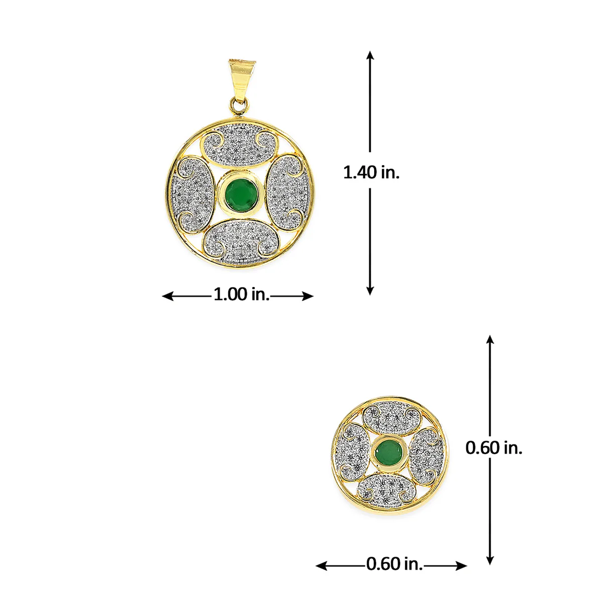 Circular CZ Pendant Set- Green - Image 6