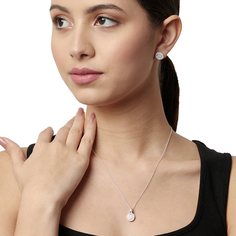 Circular Triumph CZ 925 Sterling Pendant Set - Image 2