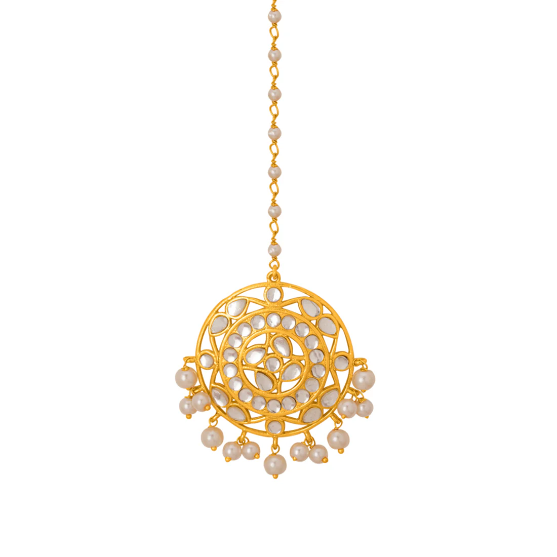 Classic Pearl Drops Maang Tika - Image 3