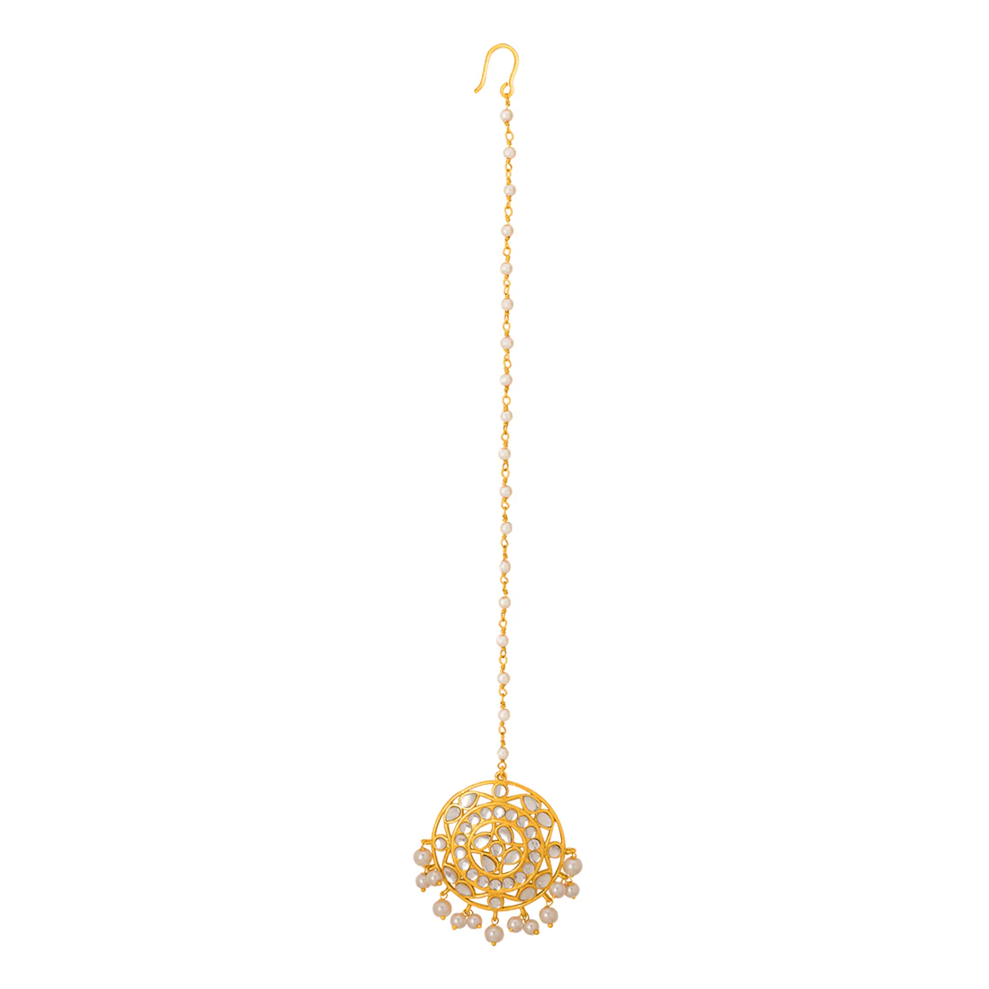 Classic Pearl Drops Maang Tika - Image 4
