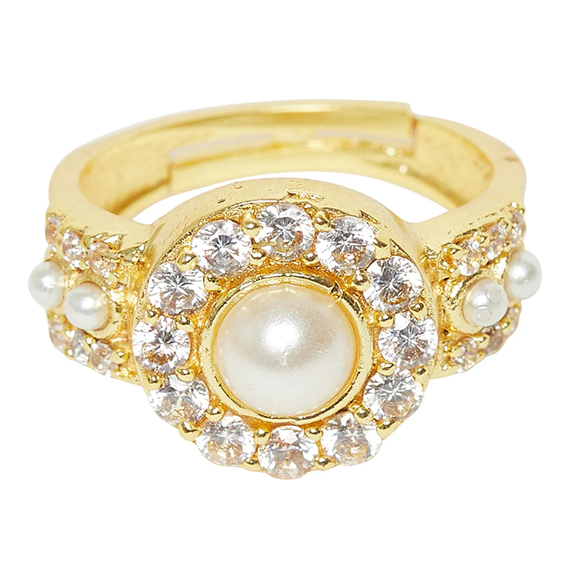 Classic Pearly Whites Gold Tone Ring - Image 3