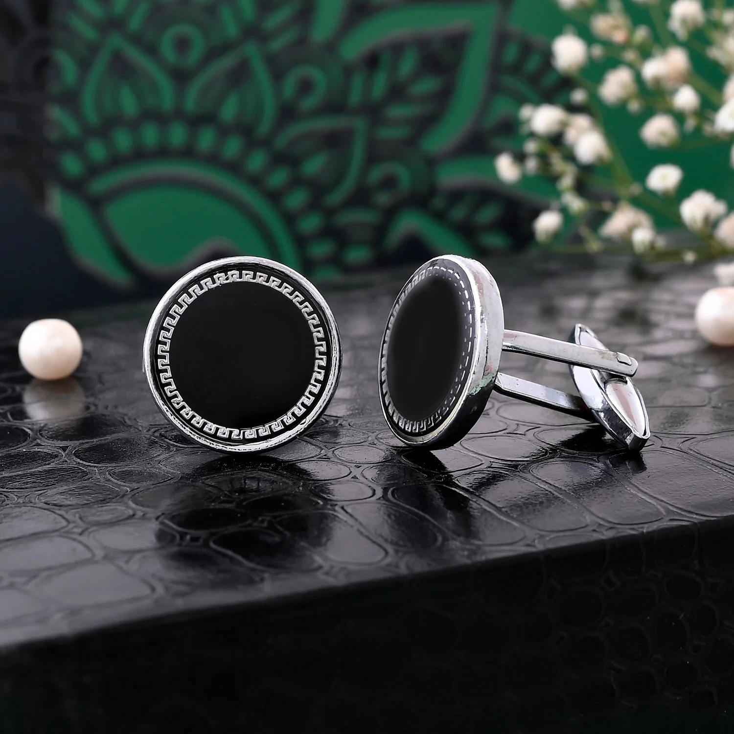 Classic Round Black Cufflinks